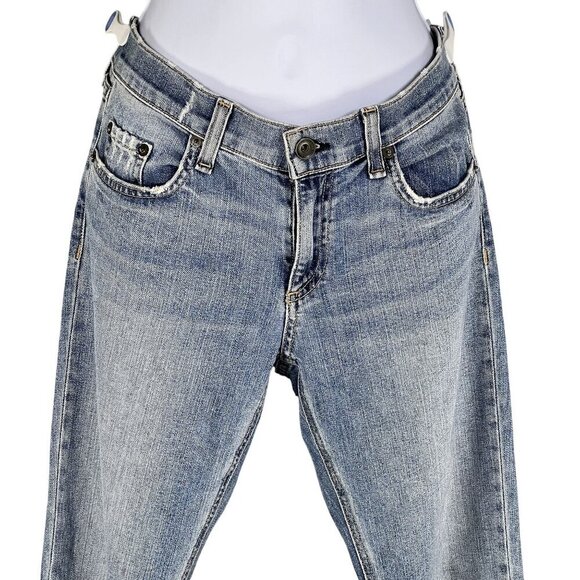 Rag & Bone Jean Dre Slim Boyfriend Low Rise US 4 Valencia Raw Hem USA Made Edgy - Picture 4 of 15